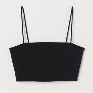 Abercrombie & Fitch Women’s Black Cropped Top Shirred Back with Spaghetti Straps